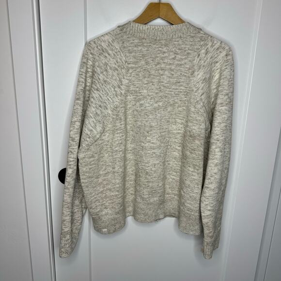 Lululemon Boxy Cotton Blend Cardigan Sweater Heather Bone White Raw Linen 1X - Picture 8 of 10